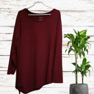 TORRID Active plus size 3X Burgundy long sleeve bottom knot top shirt tunic